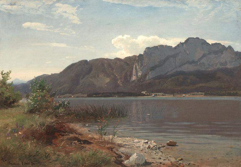 Hans Gude Landskap fra Drachenwand ved Mondsee oil painting picture